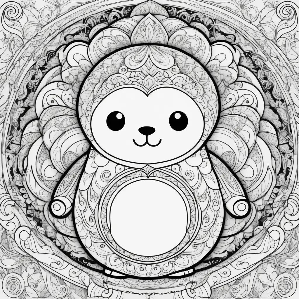 cute hugging bear coloring page with a large circle