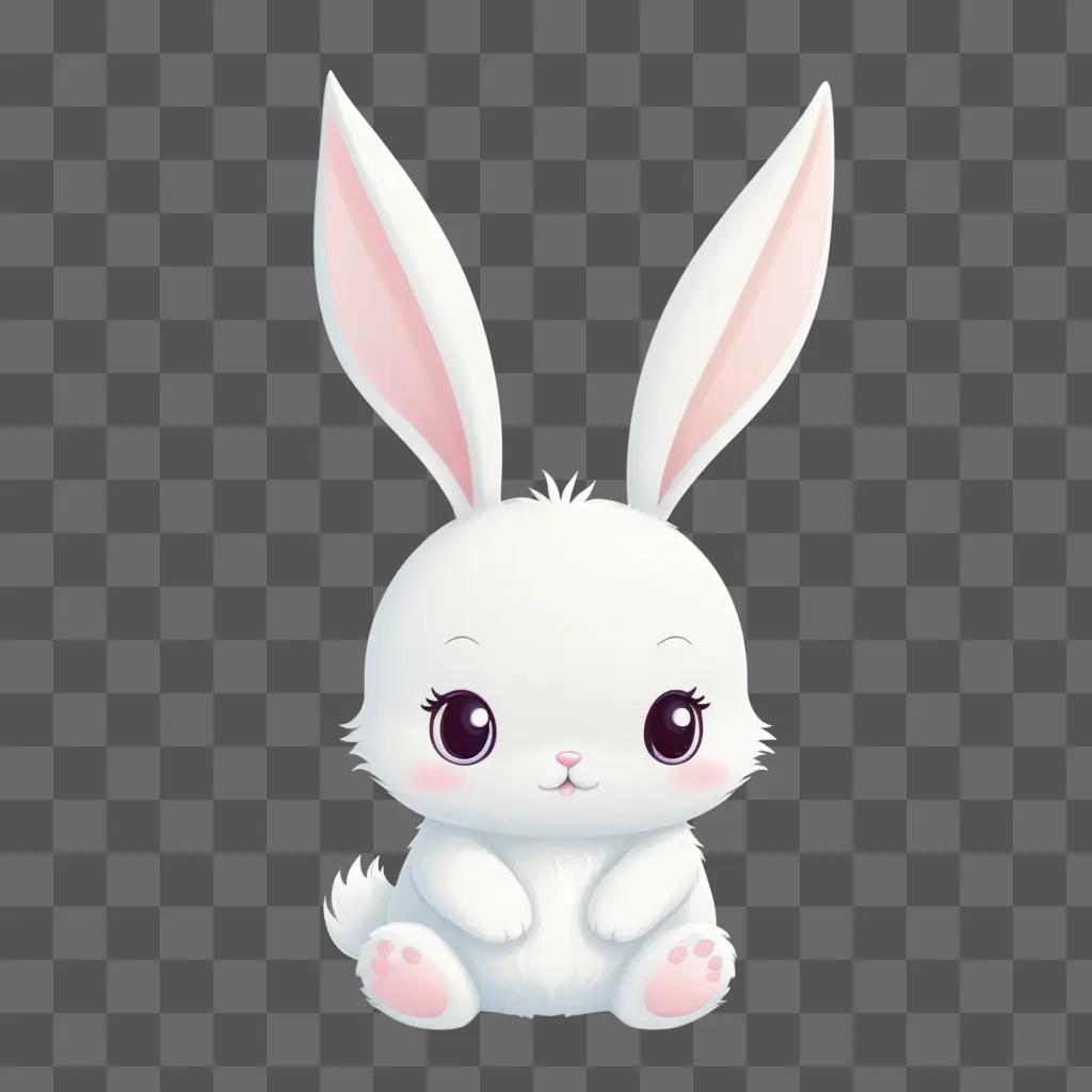 cute kawaii bunny sits on a white background