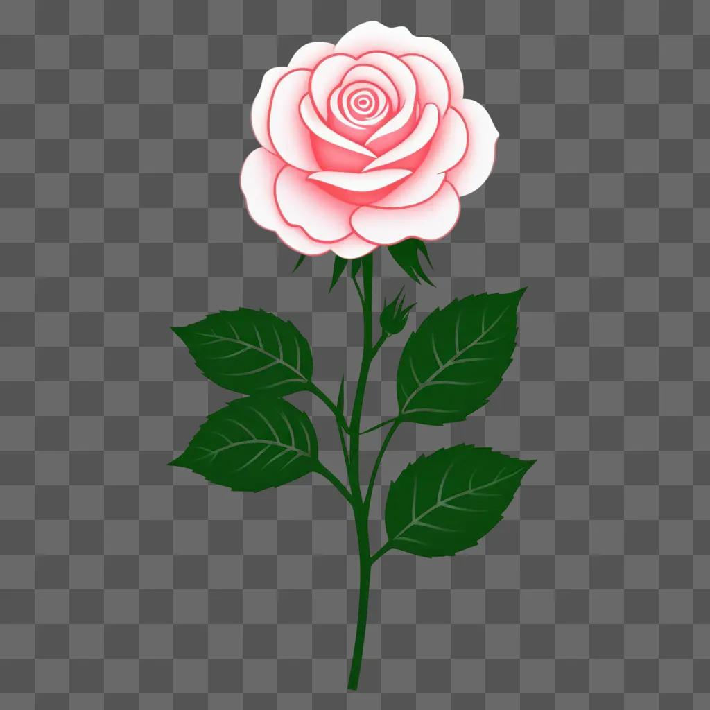 cute kawaii rose drawing on a green background