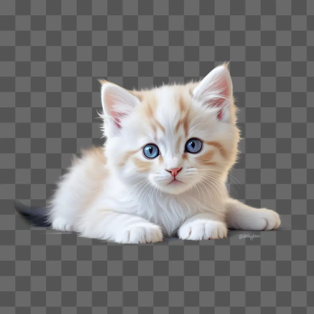 cute kitten drawing with beautiful blue eyes