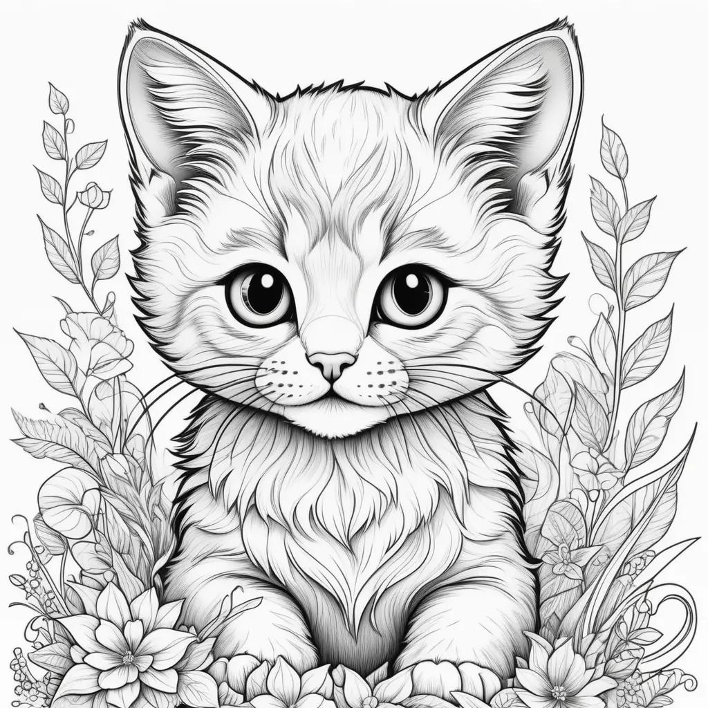 cute kitten in a floral arrangement