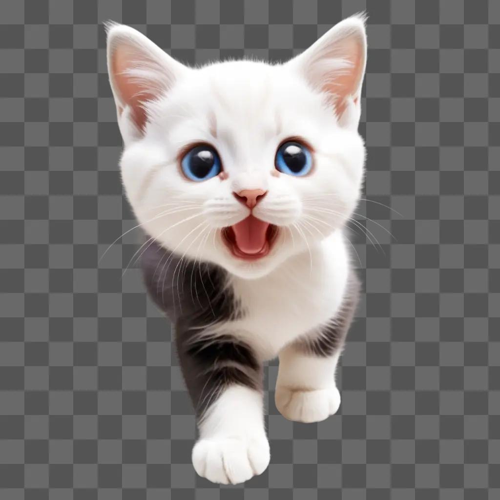 cute kitten with blue eyes and white paws