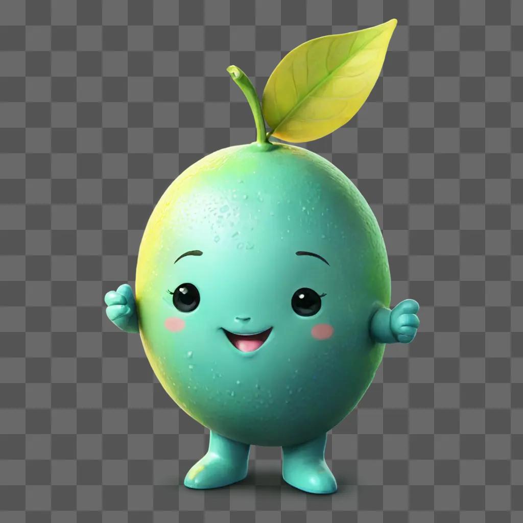 cute lemon drawing A cartoon character with a green face and a green stem