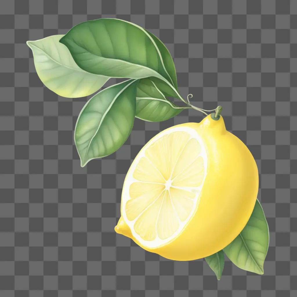 cute lemon drawing on a green background