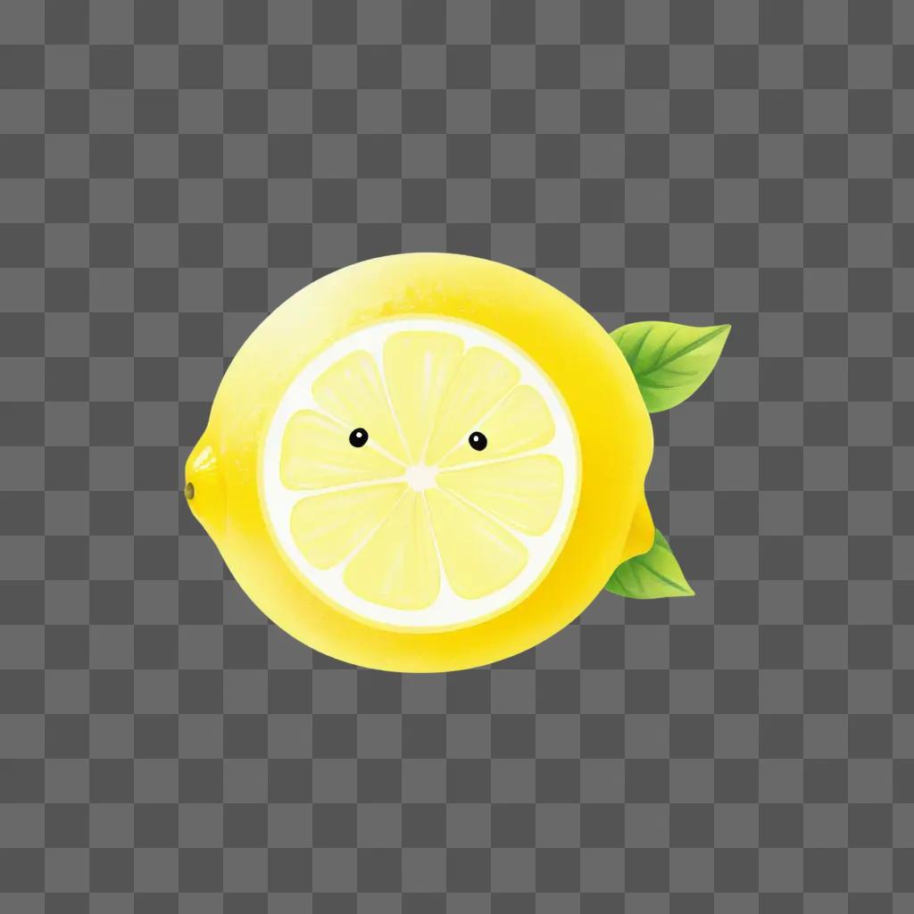 cute lemon drawing on a yellow background