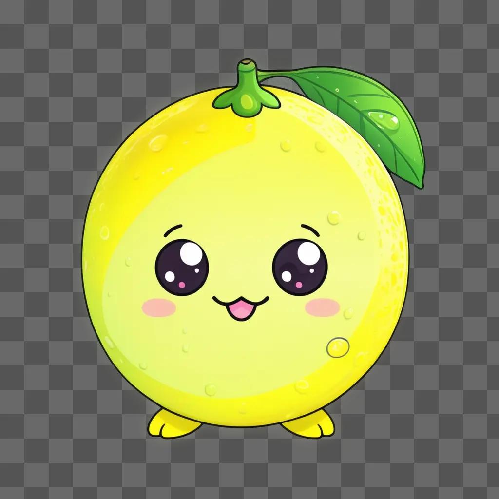 cute lemon drawing with a cute face