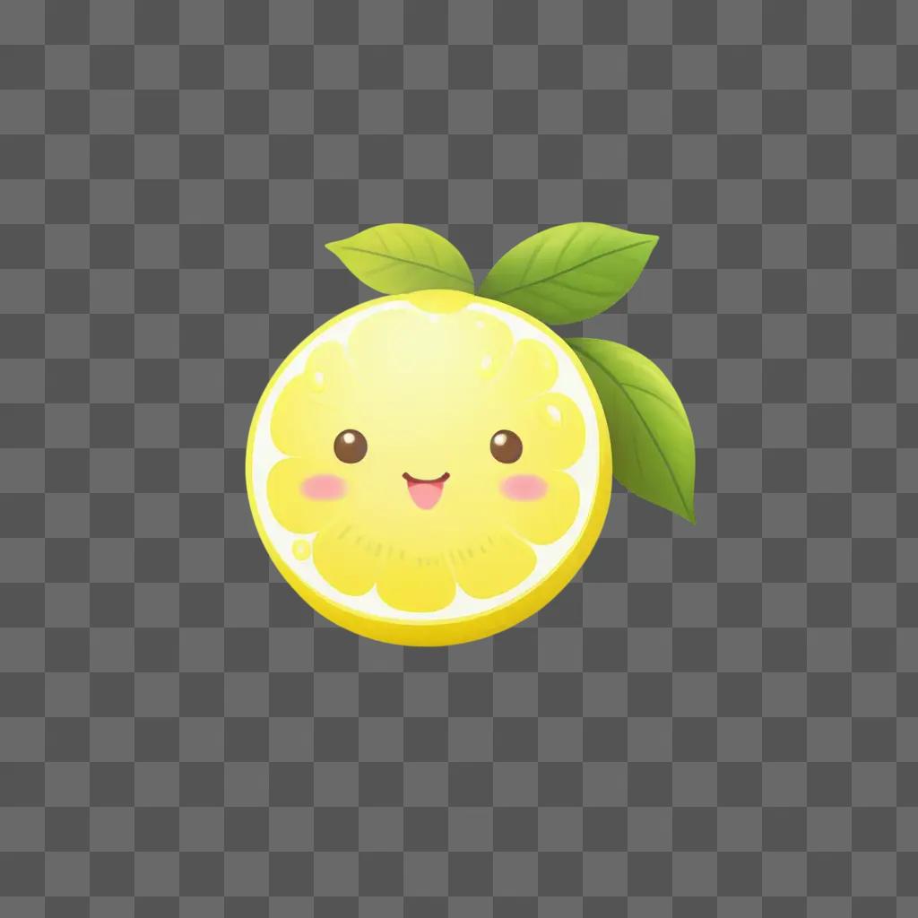 cute lemon drawing with a kawaii smile