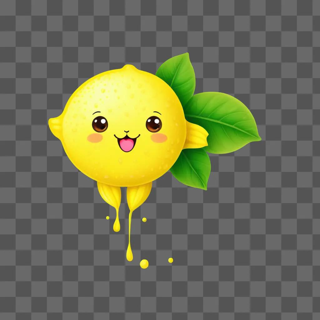 cute lemon drawing with a smiling face