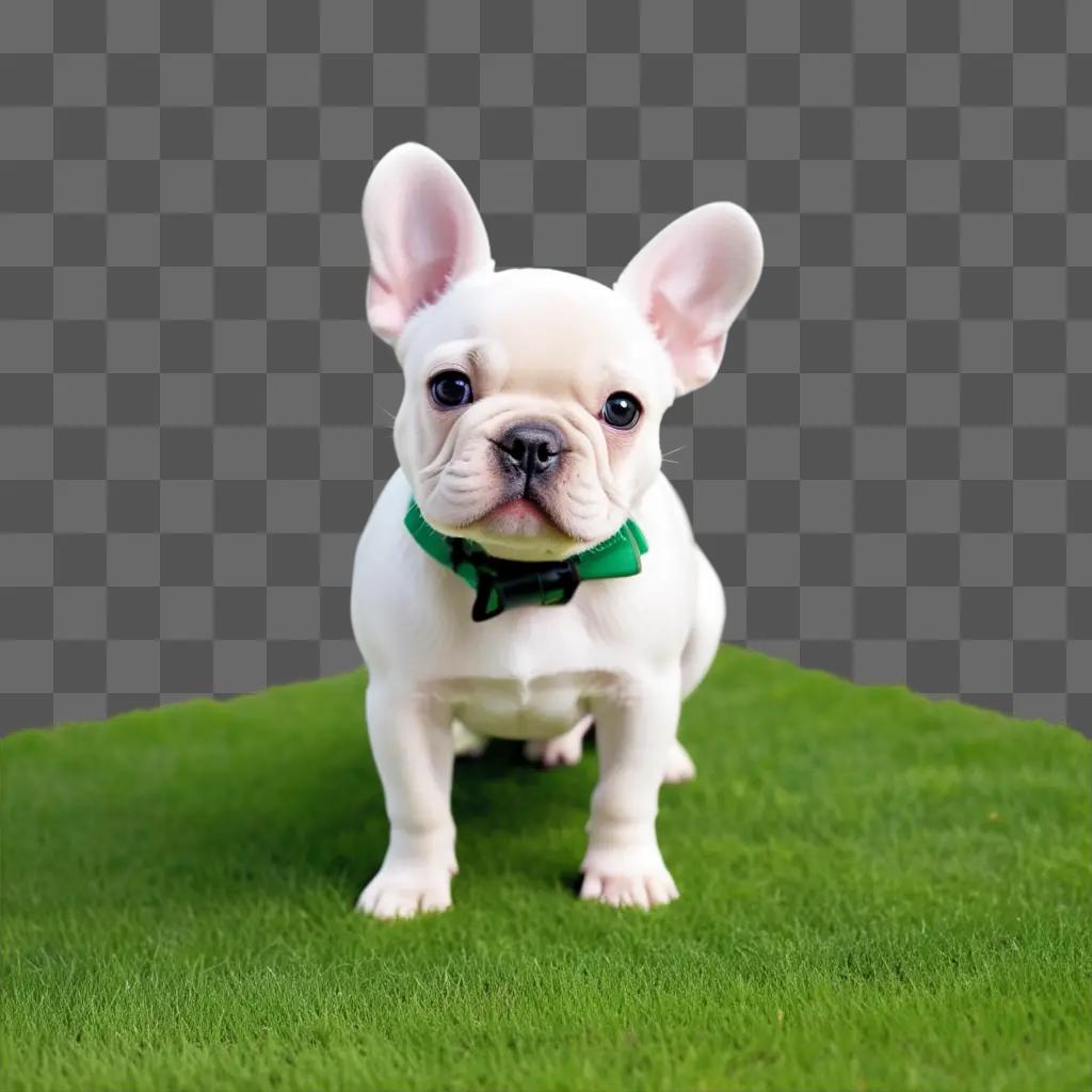 cute little French Bulldog on a grassy lawn