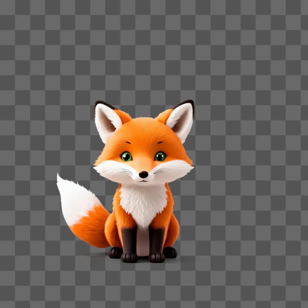 cute little fox sitting on a brown background