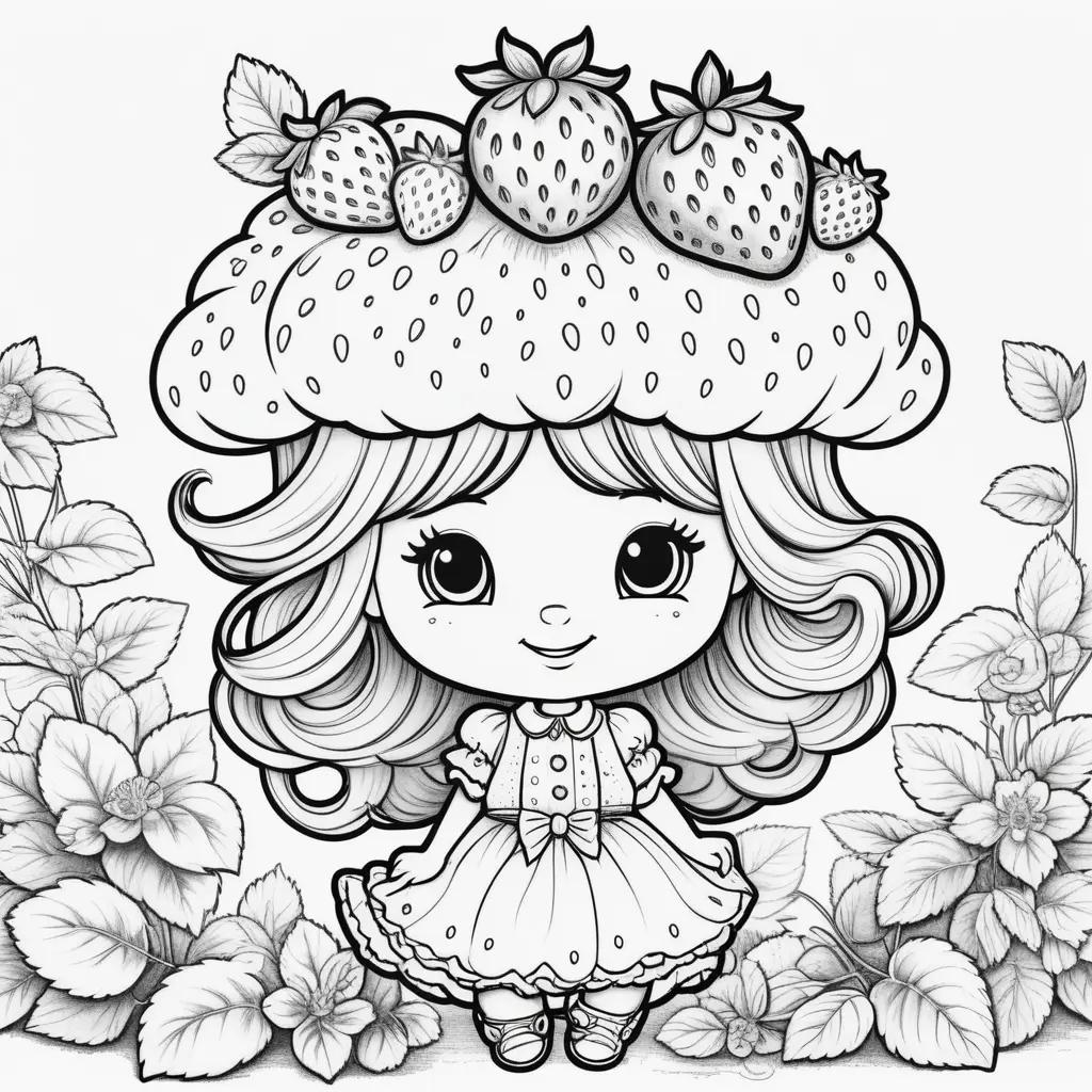 cute little girl with strawberries on her hat