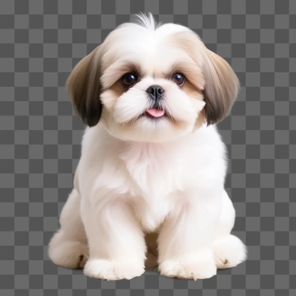 cute little shih tzu sitting on the floor