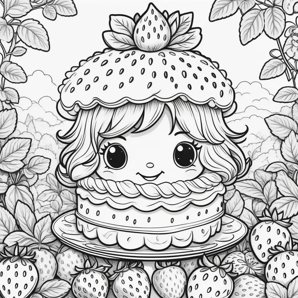 cute little strawberry shortcake in black and white