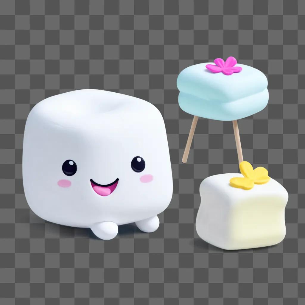 cute marshmallow with a butterfly on it