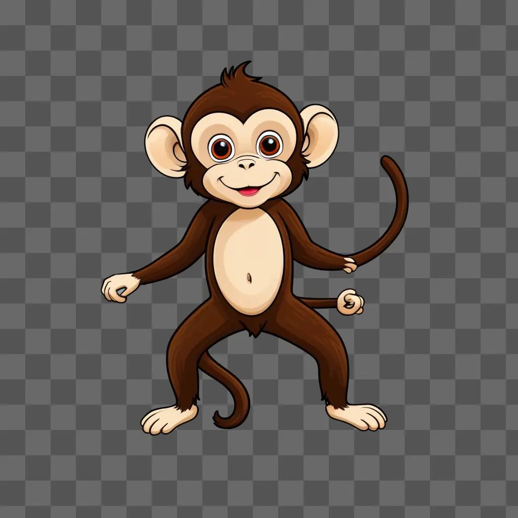 cute monkey drawing on a brown background