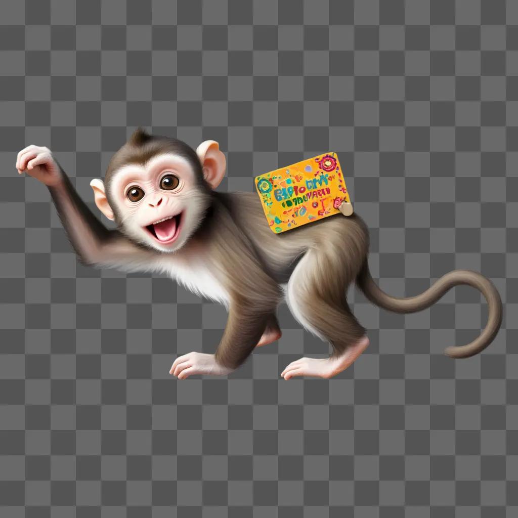 cute monkey drawing on a brown background