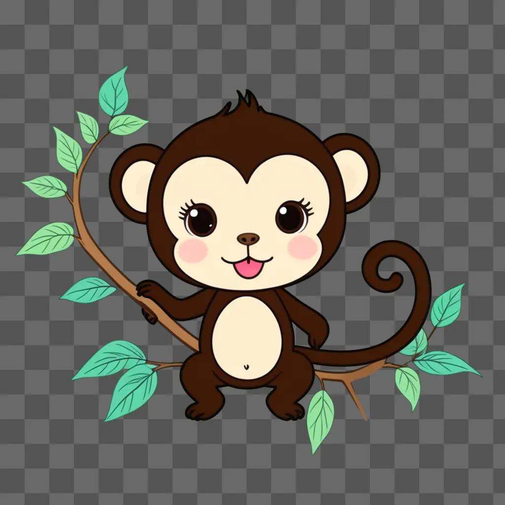 cute monkey drawing on a dark background