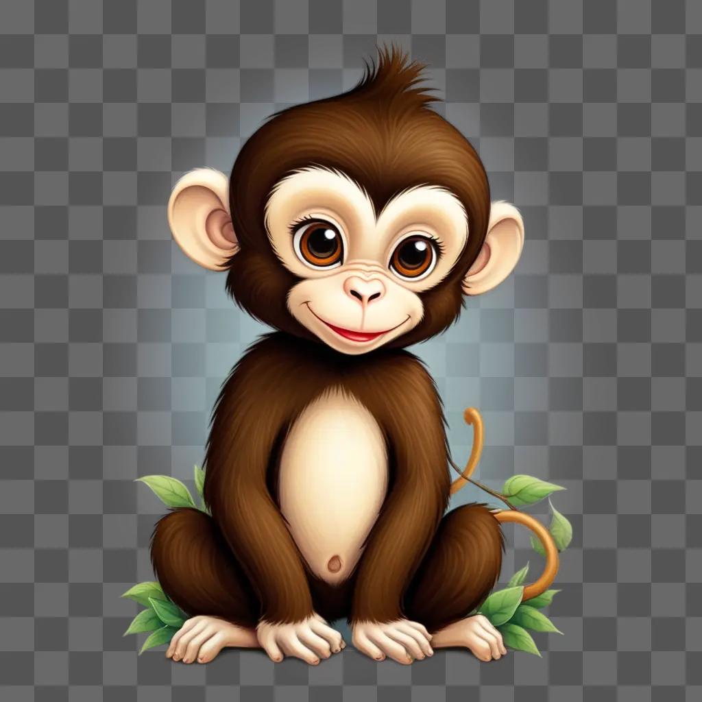 cute monkey drawing sitting on a branch