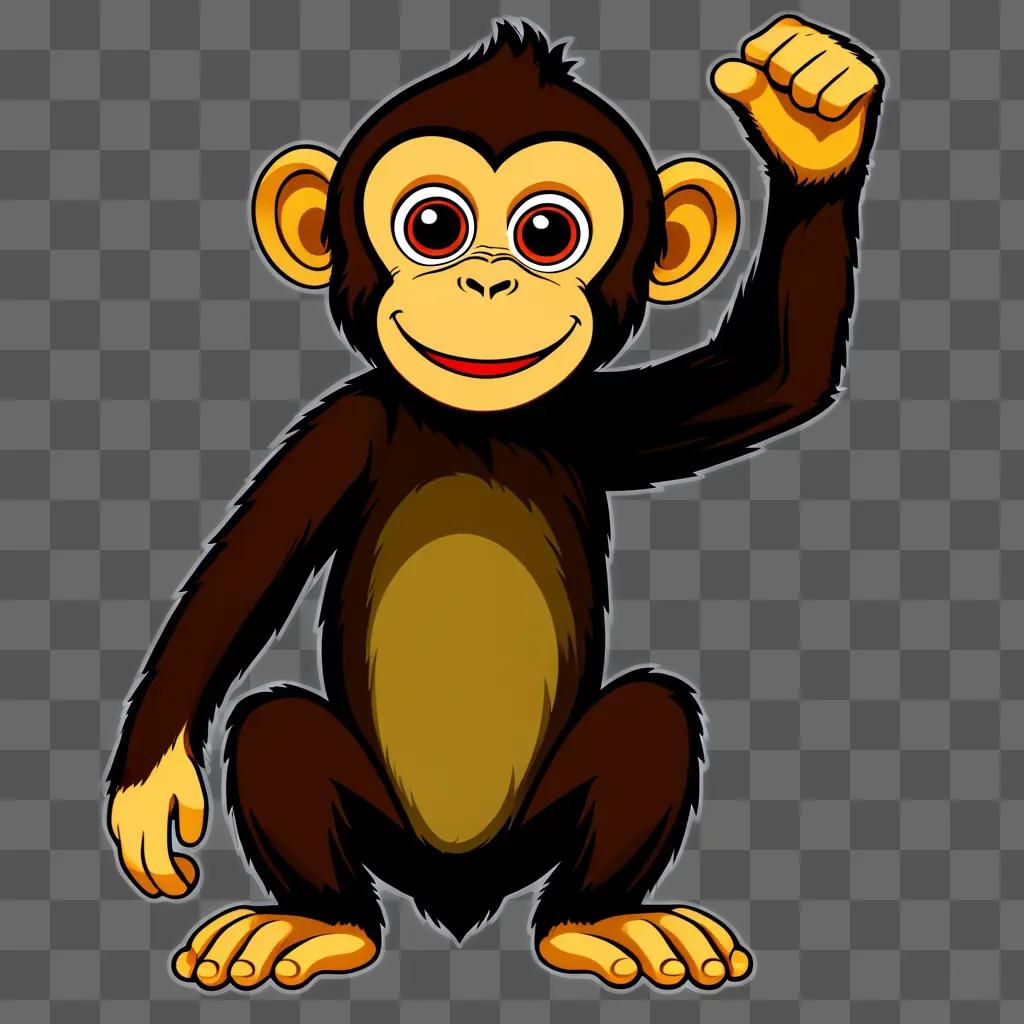 cute monkey in a cartoon style with a happy expression