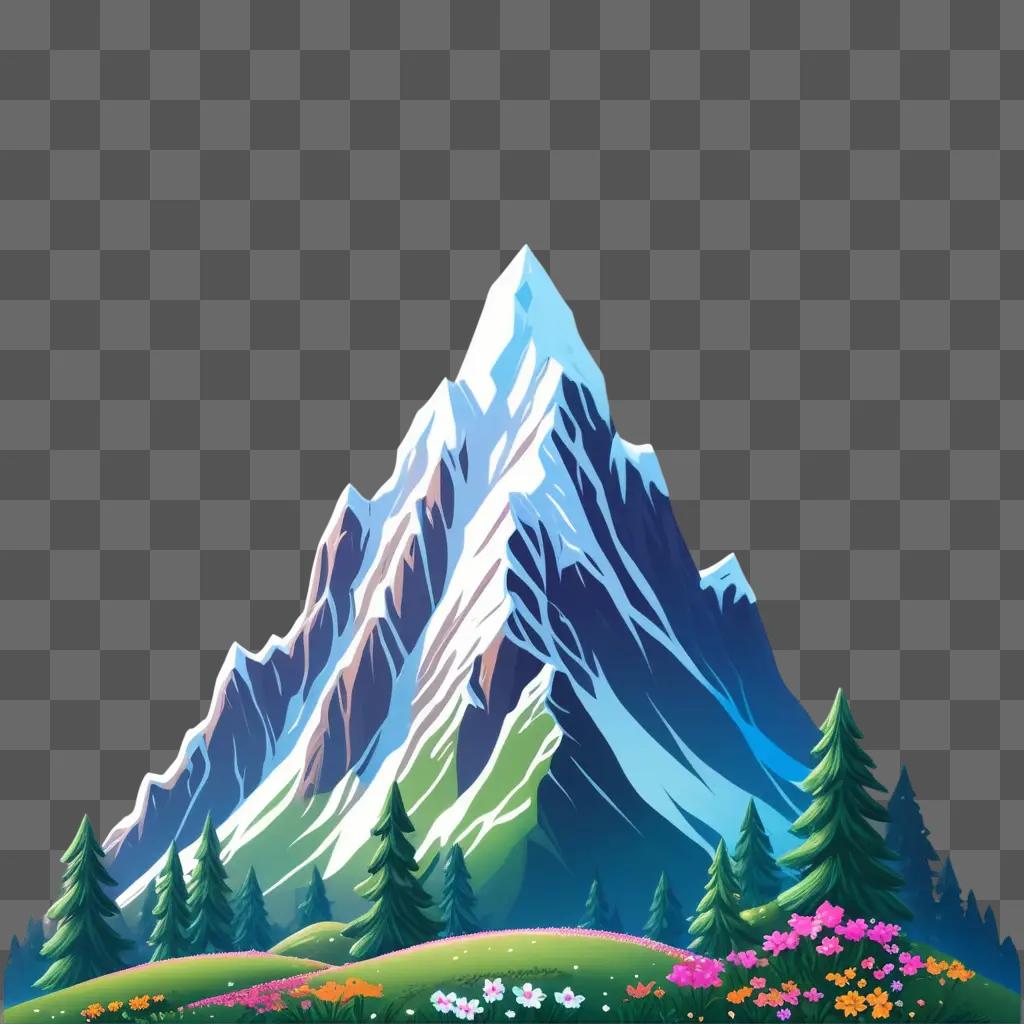 cute mountain drawing with a green landscape