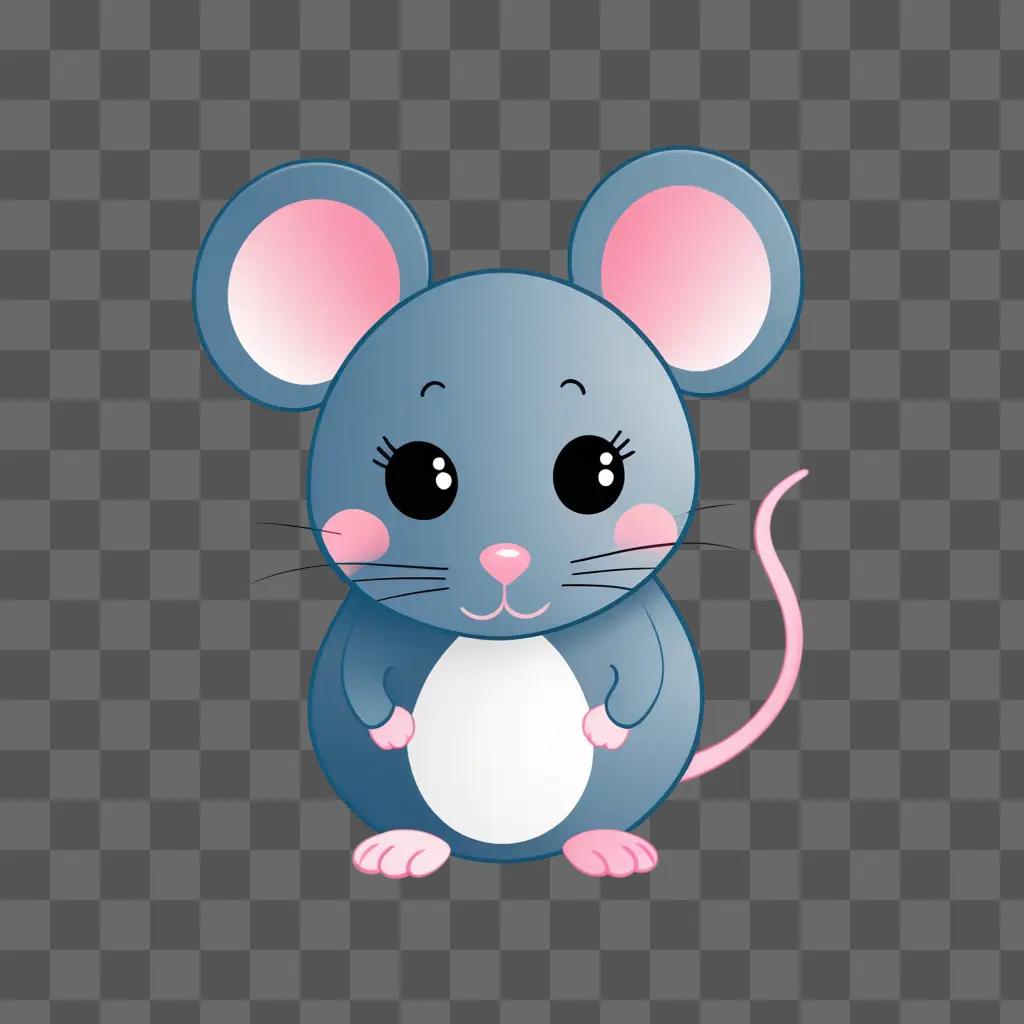 cute mouse clipart stands on a blue background