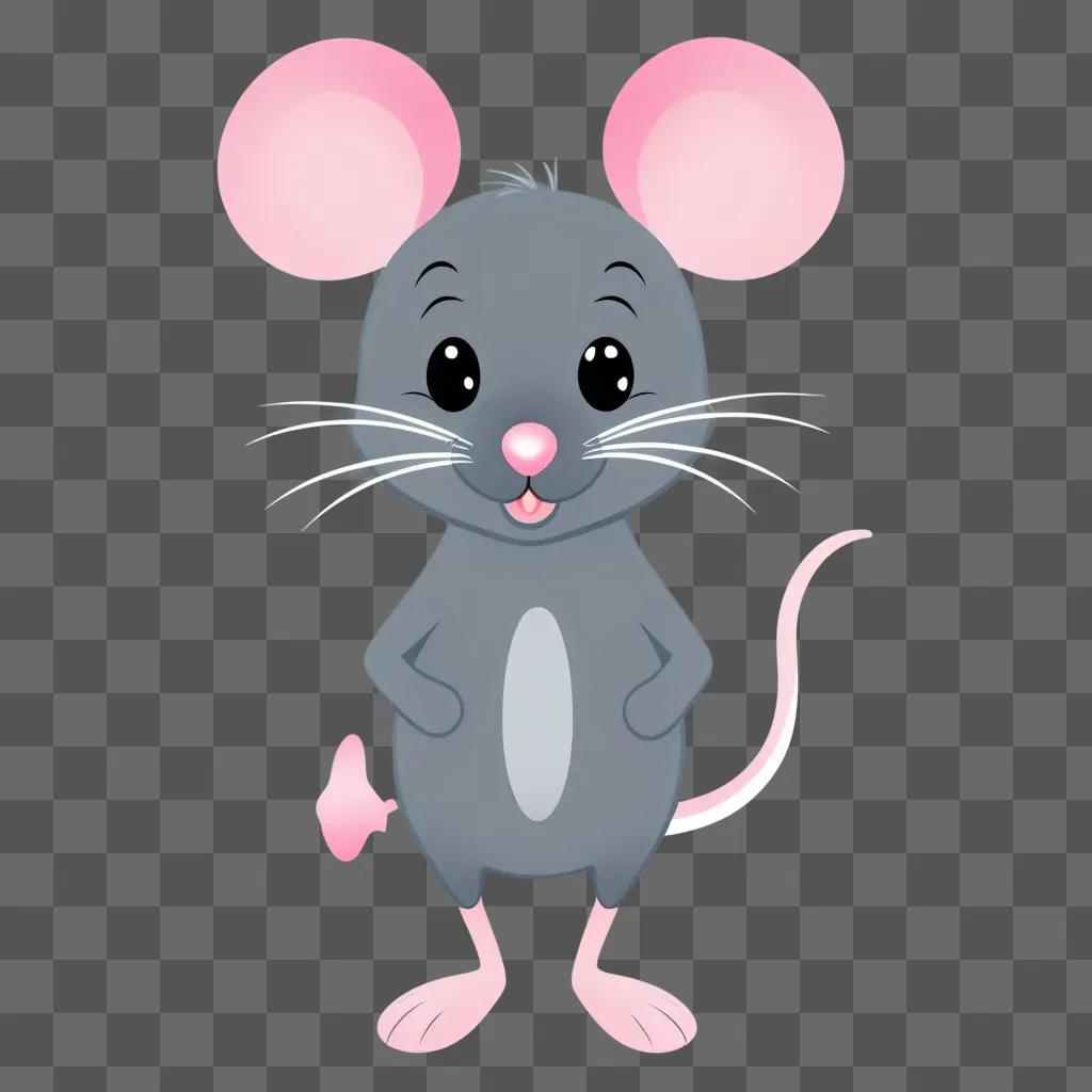 cute mouse with pink ears and pink nose