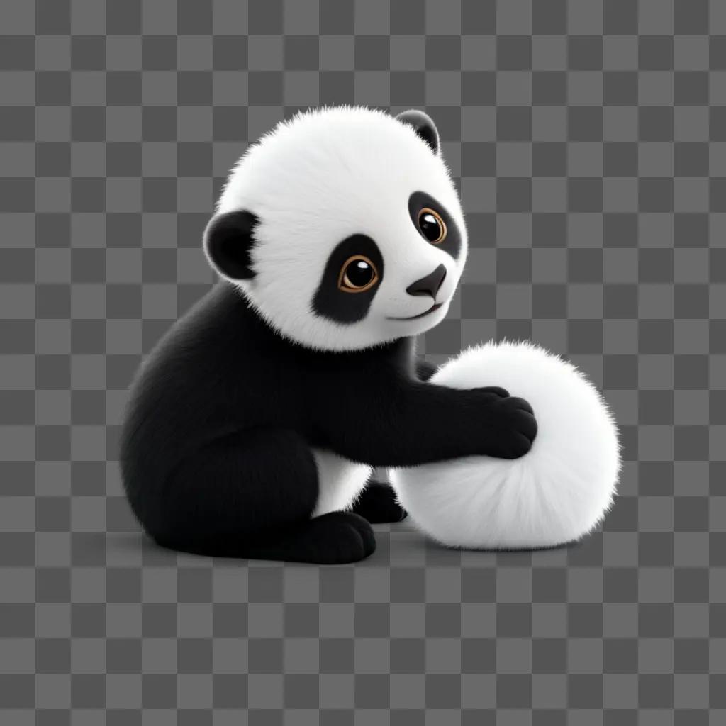 cute panda bear sitting on a white ball