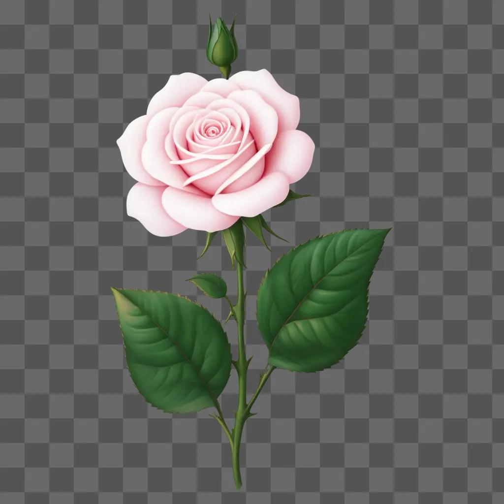 cute pink rose drawing with a green background