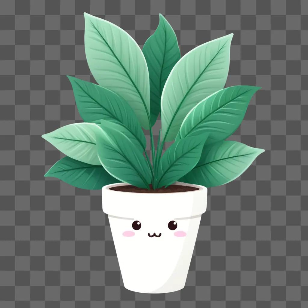 白い鉢に描かれたかわいい植物