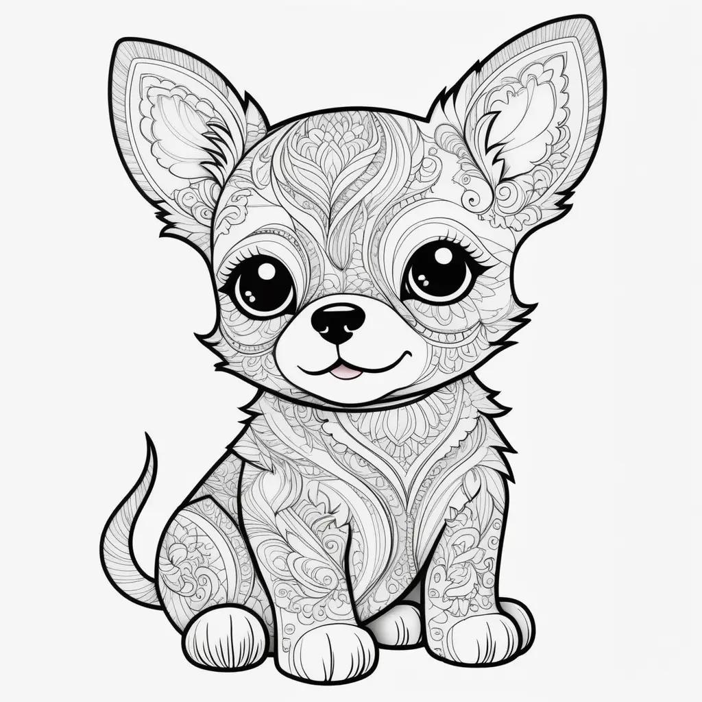 cute puppy coloring page with a black and white color scheme