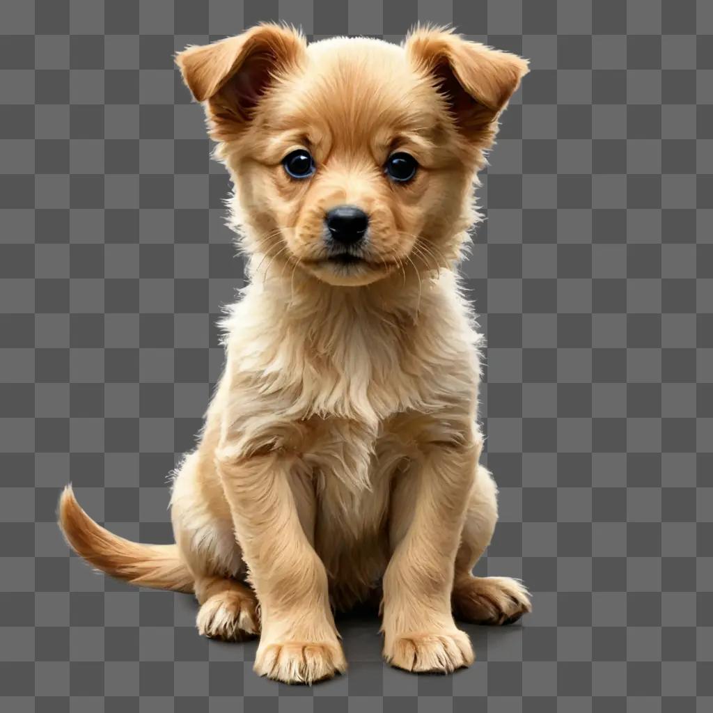 cute puppy drawing A small dog sits in front of a beige background