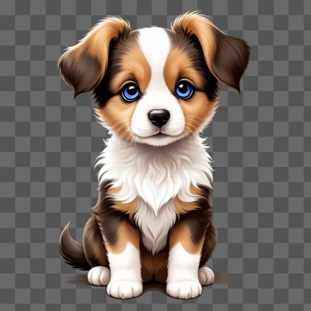 ベージュの背景にかわいい子犬の絵