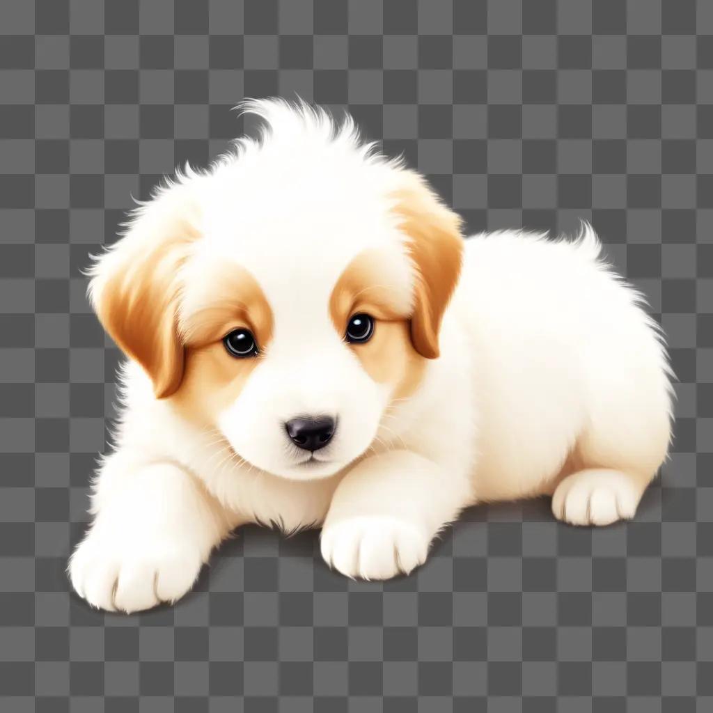 白い背景にかわいい子犬の絵