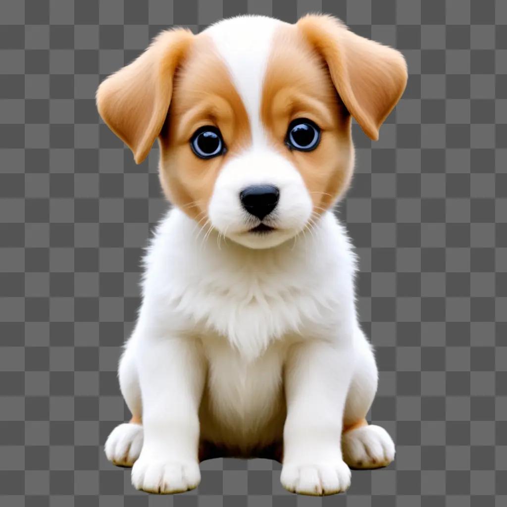 cute puppy sits on a beige background