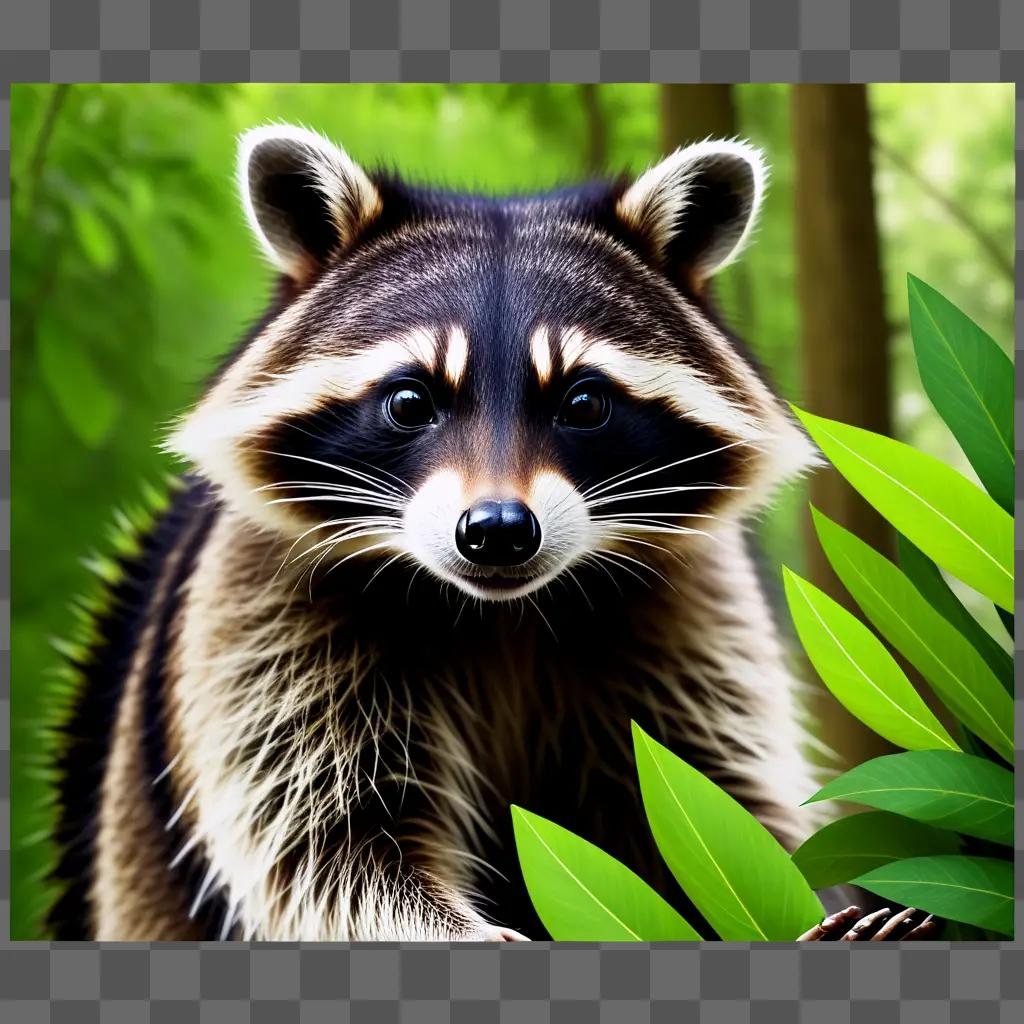 cute raccoon with big brown eyes and black nose