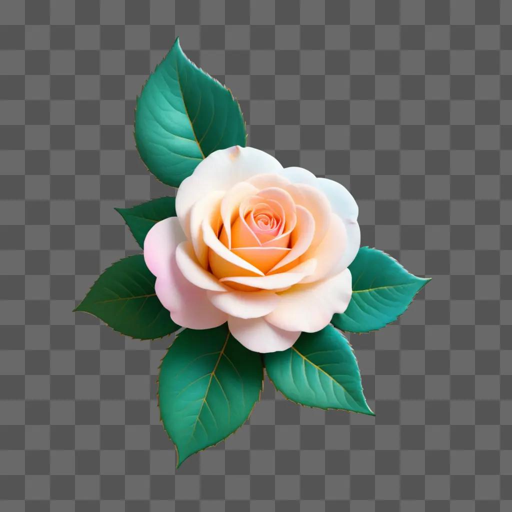 cute rose drawing with a green background