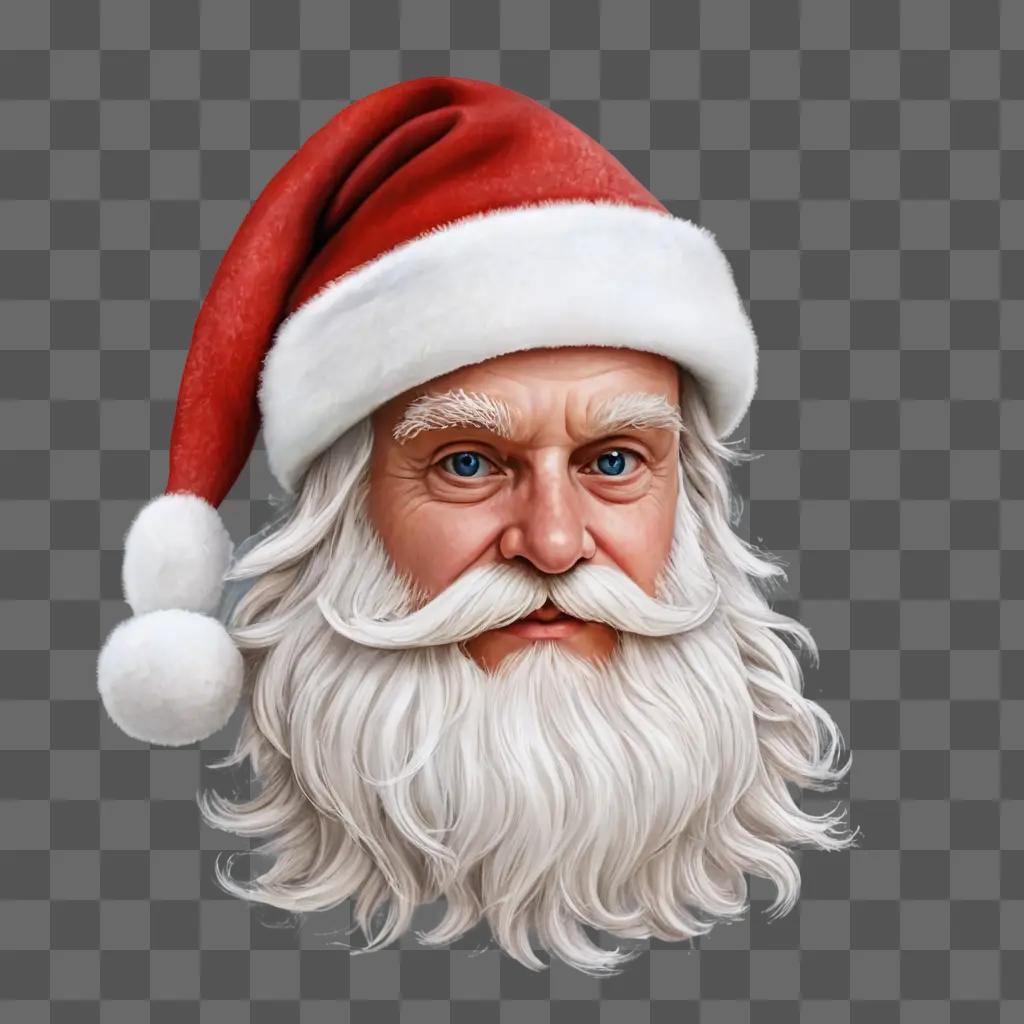 cute santa hat drawing A Santa Clause with blue eyes and a red hat