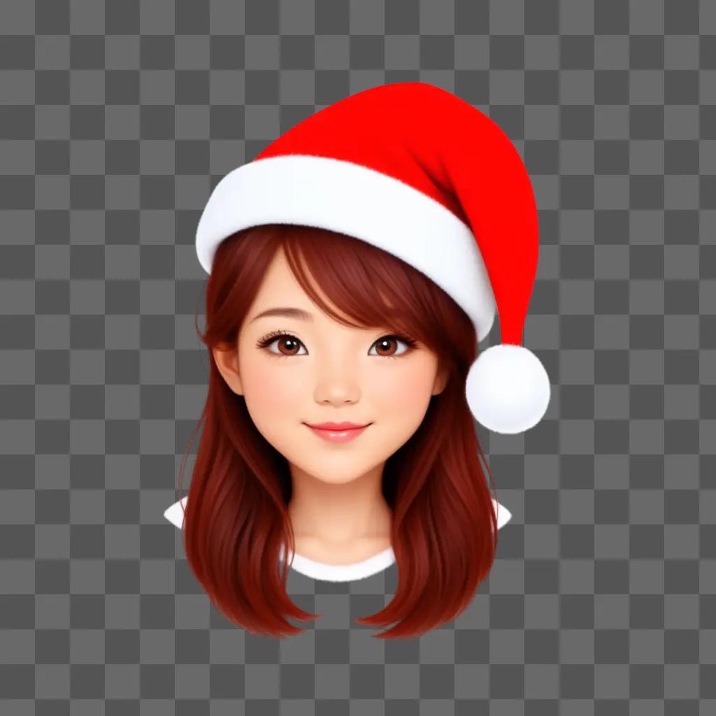 cute santa hat drawing of a young girl