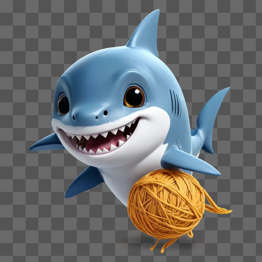 cute shark A blue shark with a ball of yarn