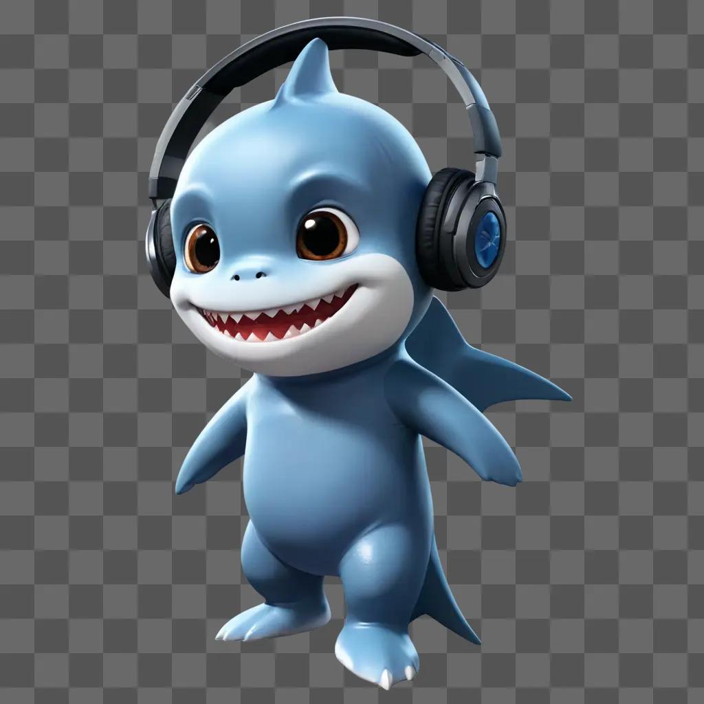 cute shark A cartoon blue shark wearing headphones