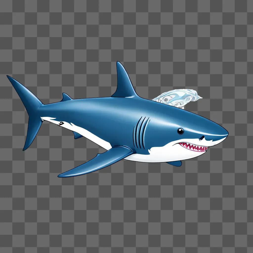 cute shark drawing A blue shark with a white face and a red nose