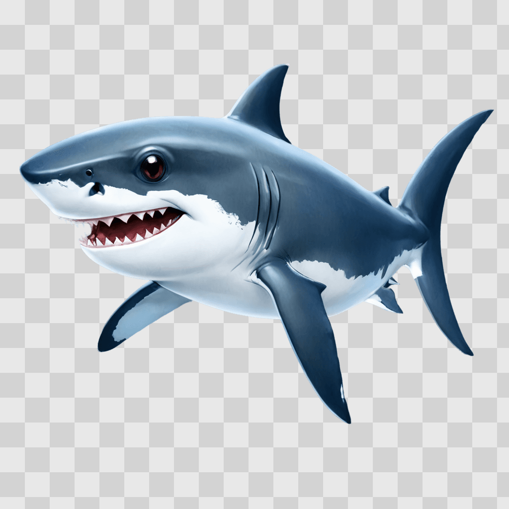 cute shark drawing A blue shark with a white mouth