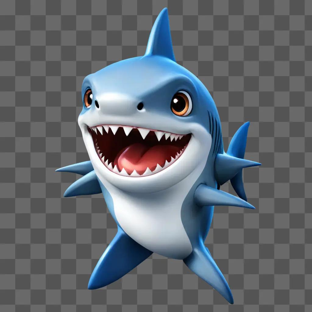 cute shark drawing A cartoon shark with a big smile on its face