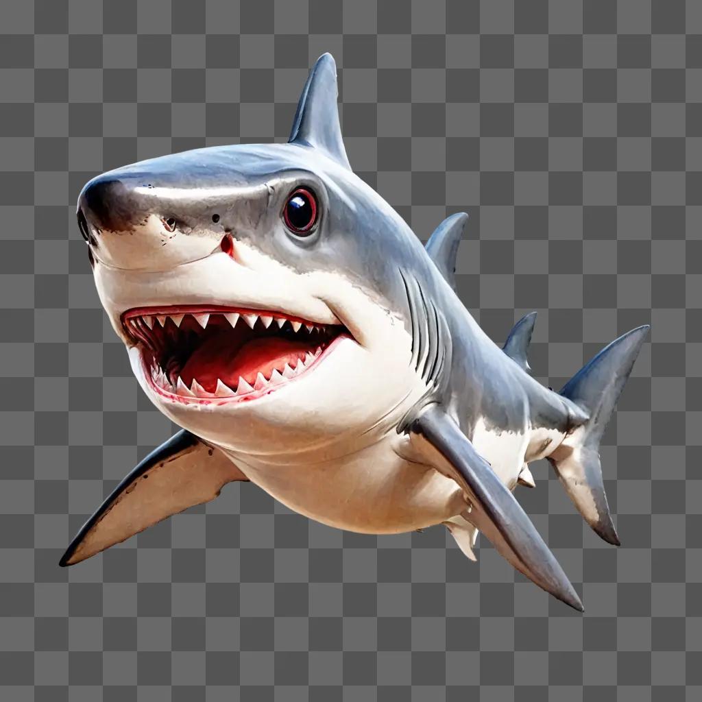 cute shark drawing A large shark with a bright smile and open mouth