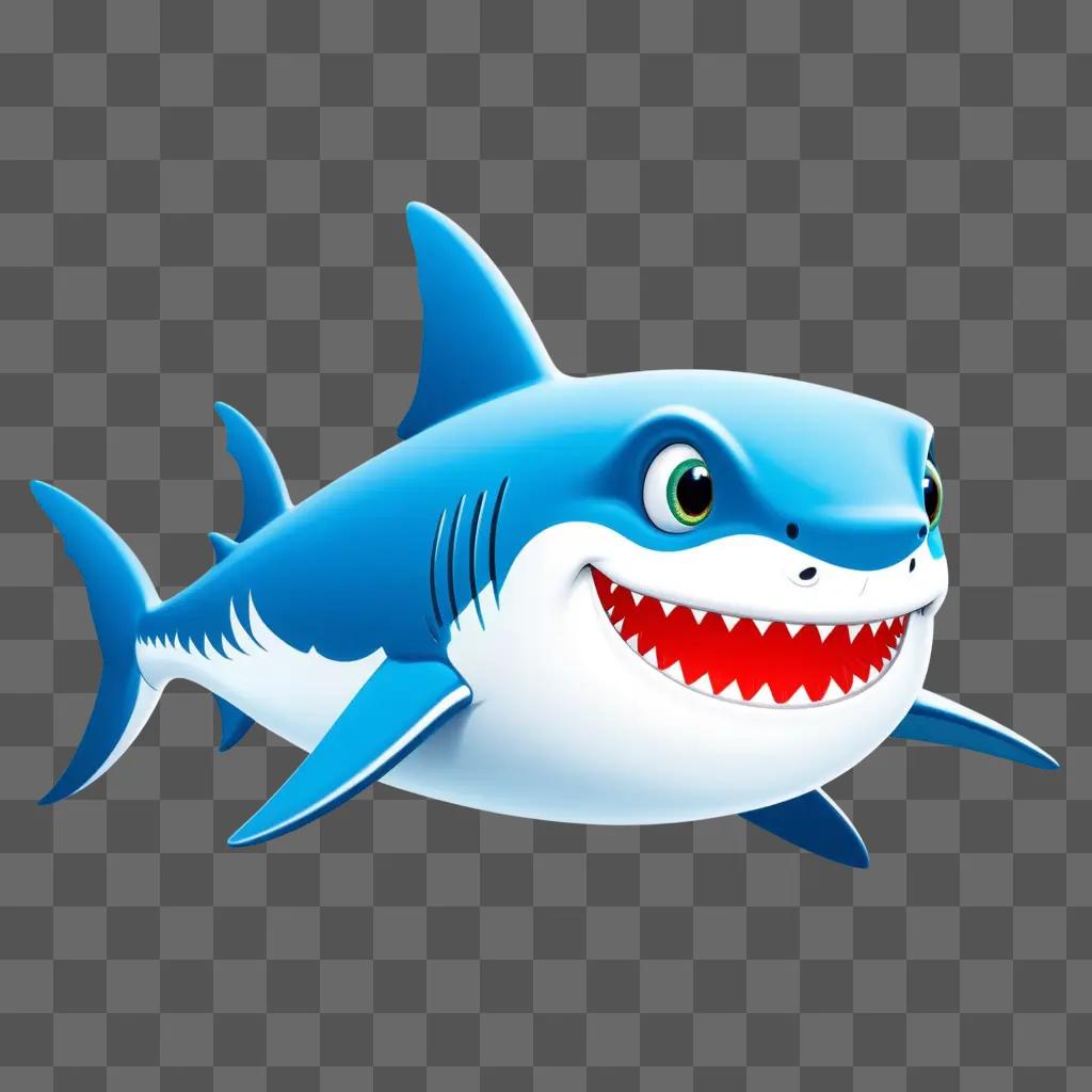 cute shark with big eyes and a big smile