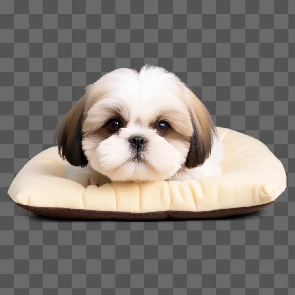 cute shih tzu dog lounges on a cushion