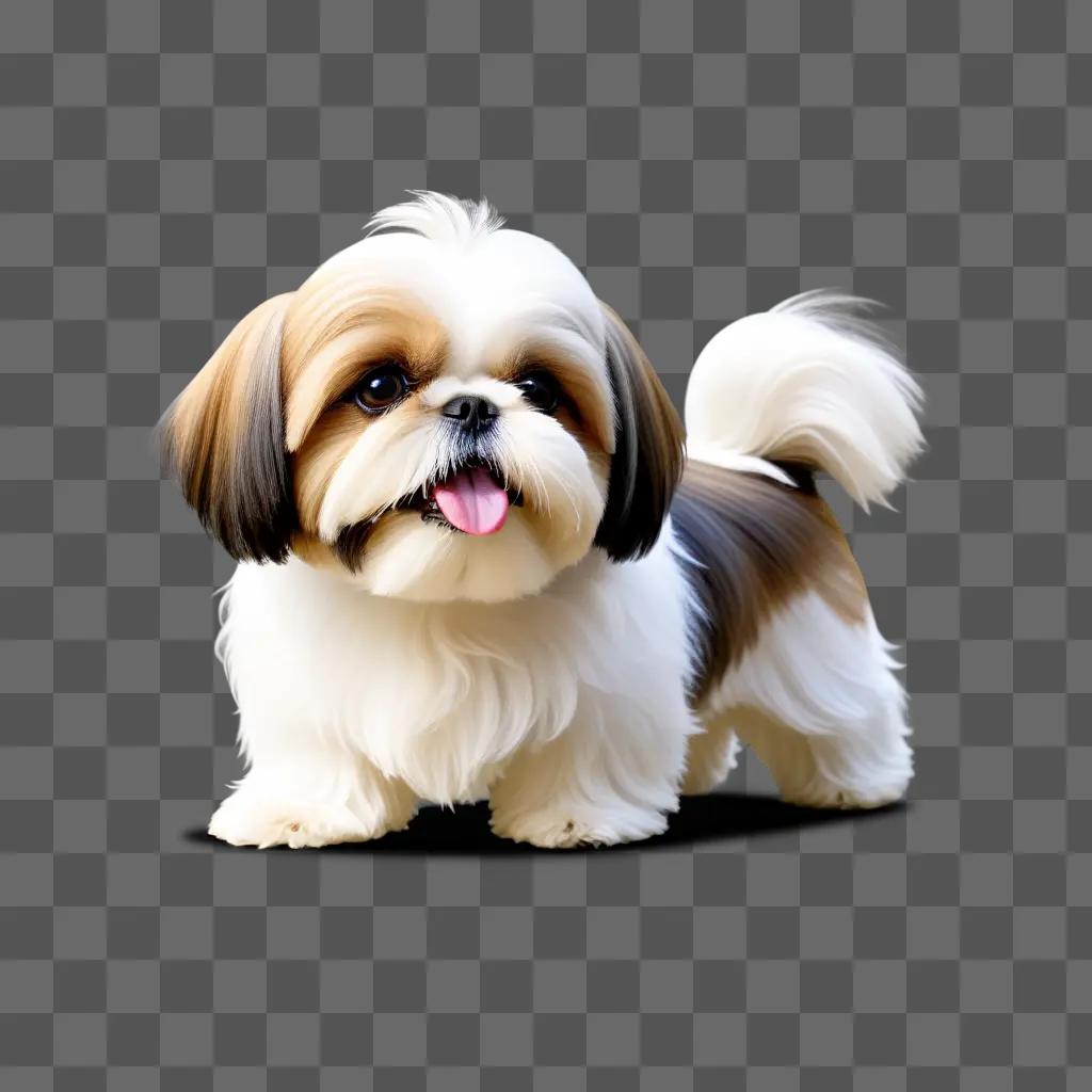 cute shih tzu dog with a white and brown coat