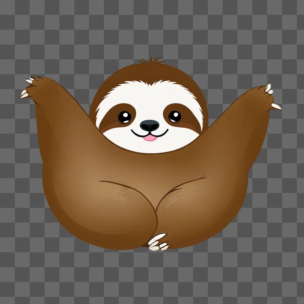 cute sloth cartoon A cute sloth is hanging upside down