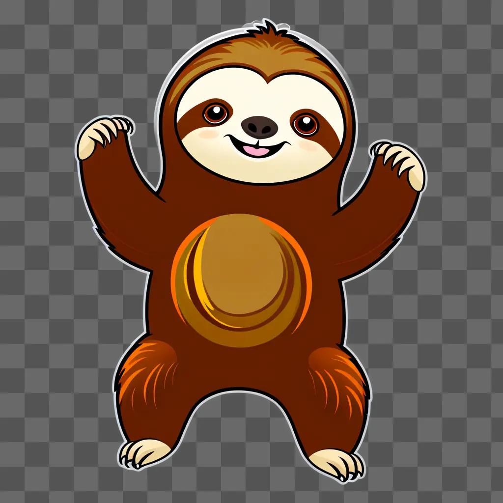 cute sloth cartoon character with a happy expression