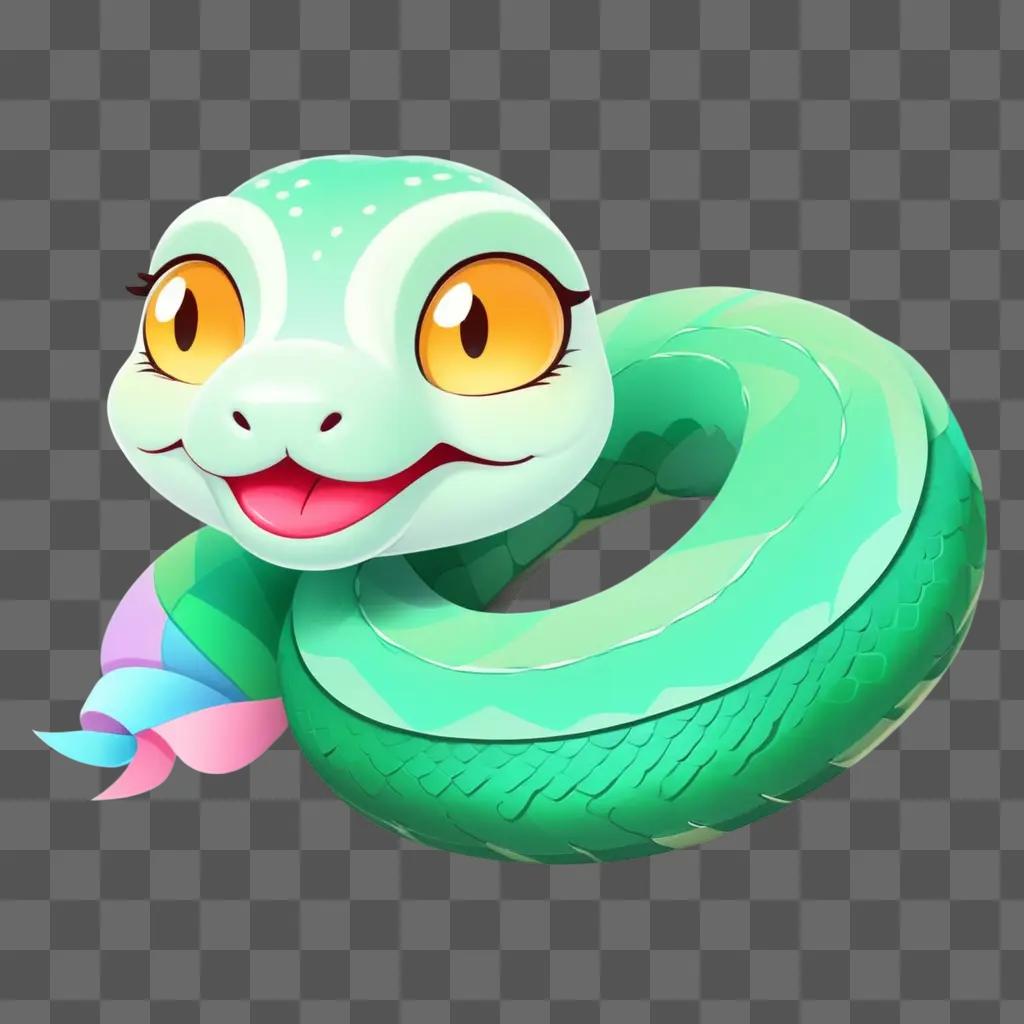 cute snake drawing with a green and yellow hue